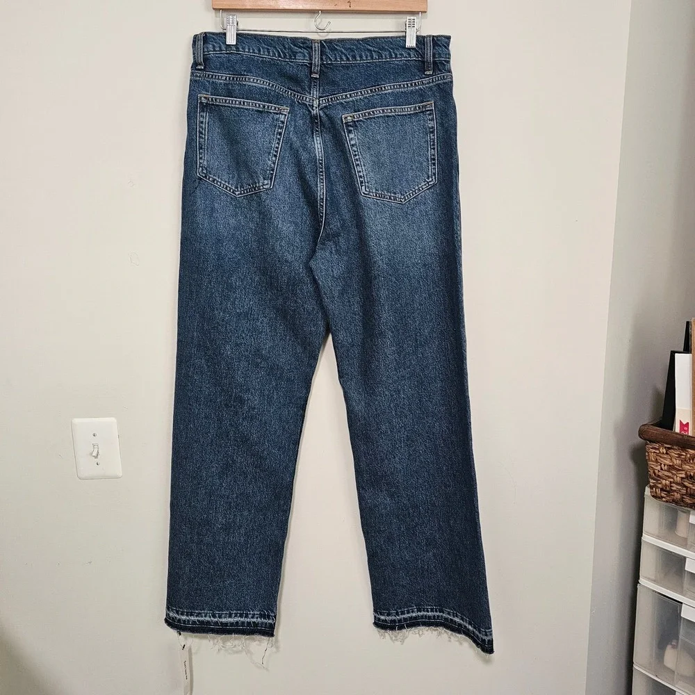 Reformation Val 90s Mid Rise Straight Jeans 31 Blue Vented Let Down Hem NWT